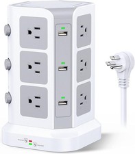 Power Strip Tower by KOOSLA, 15A 1500J Surge Protector - 12 AC Multiple Outlet