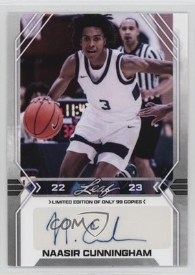 2022-23 Leaf Draft Base White /99 Naasir Cunningham #BA-NC1 Auto 0f7h