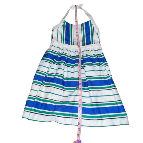 Janie And Jack Striped Poplin Halter Dress Meadow Green Stripe Girls Size 5 - Picture 6 of 10