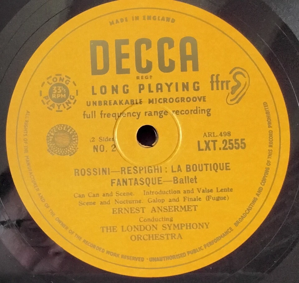 DECCA LXT 2555 UK ROSSINI-RESPIGHI, ANSERMET LSO - La Boutique Fantastique LP - Image 3 of 3