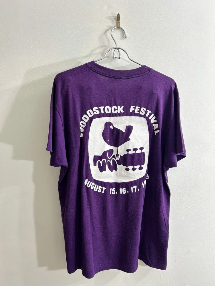 Camiseta De Colección Años 80 Woodstock Festival Rara Púrpura XL - Imagen 2 de 4