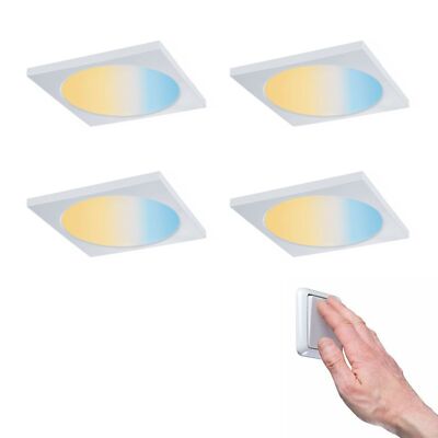 4er Set Paulmann Premium Einbaupanele 92802 eckig weiß matt IP65 900Lm 9W 2000-4