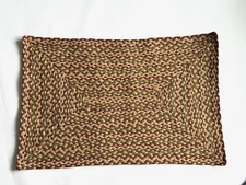 Accent Throw Rug Door Mat Primitive Jute Rustic 20x30 Rect RED GREEN NATURAL