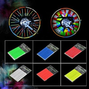 Bicycle Wheel Spoke Reflector Reflective Mount Clip Tube Warning Strip 12pcs ON