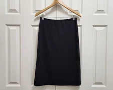 Women's Nicole Miller Collection Polyester Blend Side Slit Black Midi Skirt Sz S