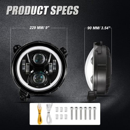 9" Round LED Headlights Combo For Jeep Wrangler JL JLU Gladiator JT 2018-2022 - Picture 6 of 12