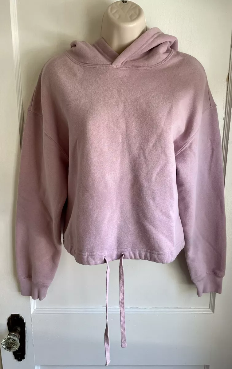 Garage Pink Cropped Hoodie Sweatshirt Pullover Women s Size XS Tie Waist Comfy