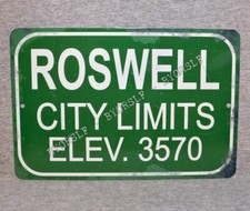 Listing image for Metal Sign ROSWELL New Mexico city limits UFO flying saucer crash incident disc