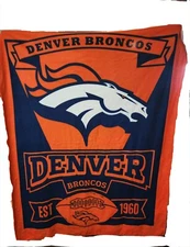Denver Broncos Fleece Throw 48x56 With Cinch Bag