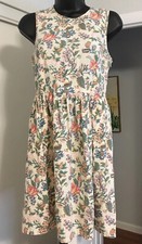 Madewell J Crew Floral Pastel Pink Blue Cream Pockets Fit Flare Dress Size 0