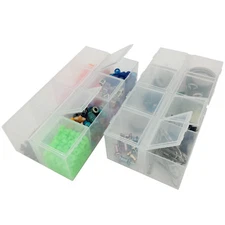 2 Storage Clear Containers Small Items Organizer Beads Pills Buttons Office desk