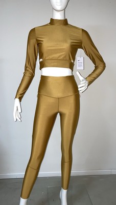 Nike Tech Pack Running Set Kombi Top M cropped Leggings S Gold Yoga Gym Neu