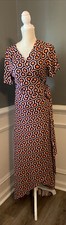 MARY SQUARE NWT super stretch geo print hi-low wrap dress size Medium