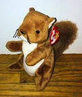 Vintage Ty Beanie Baby Nuts Squirrel Plush Stuffed Animal NWT