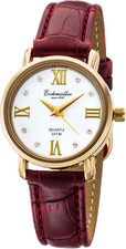 Eichmüller Damenuhr Quartz Analog 30M Weinrot Gold mit Lederarmband