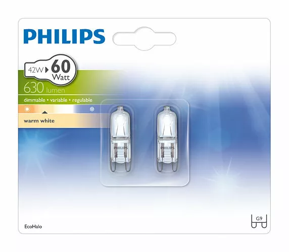 Philips G9 42w Halogen Bulbs Dimmable 630 lumen 2800K pack | eBay