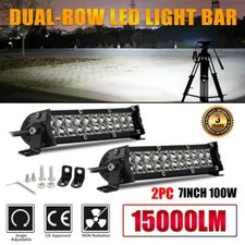 2x 7inch 100W LED Work Light Bar Flood Spot Combo Fog Lamp Offroad Driving Truck