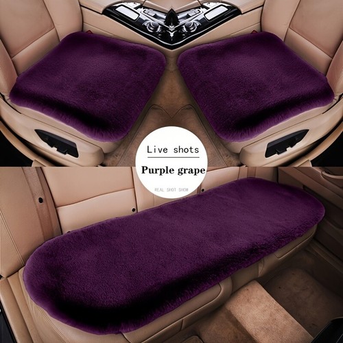 Juego de 3 piezas de cojín de asiento de coche de piel de conejo de felpa de invierno lana engrosada - Imagen 28 de 31
