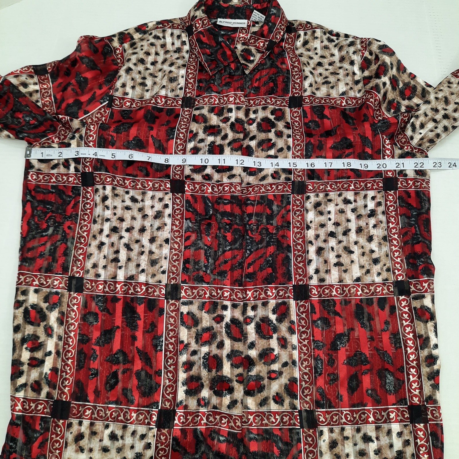 Alfred Dunner Top Patchwork Leopard Print Red Bla… - image 13