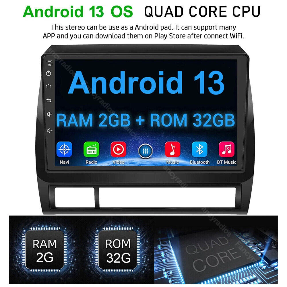 Android 13.0 Apple Carplay Car Radio Stereo GPS WIFI For Toyota Tacoma 2005-2013 Android 13.0 Apple Carplay Car Radio Stereo GPS WIFI For Toyota Tacoma 2005-2013