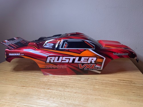 Traxxas 1/10 Rustler 2WD VXL Red Body Shell w/ Decals - Brand New - Picture 2 of 4