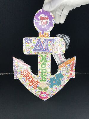Delta Gamma Wood Anchor Wall Decor Sign Greek Letter Sorority