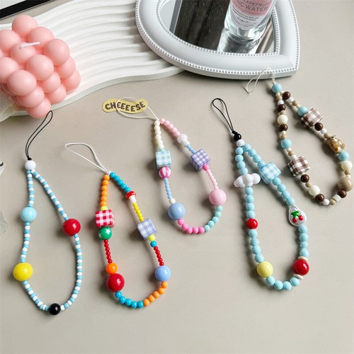 Colored Bead Phone Strap Bag Pendant Chain Short Antilost Phone Lanyard Keychain - 第 9/20 張圖片