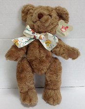 NWT Vintage FAO Schwarz Fifth Ave 12  teddy Bear ribbon jointed arms legs brown