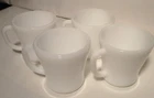 Set of four vintage Federal Glass coffee cups white milk glass made in USA