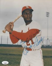 Signed  8x10 CURT FLOOD St. Louis Cardinals Photo - JSA COA