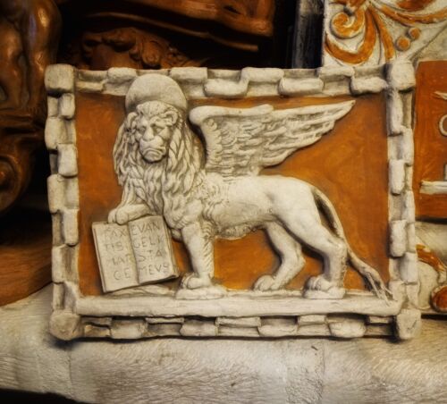 Bassorilievo leone di San Marco in terracotta bicolore appendere murare 25x19 cm - Foto 1 di 9