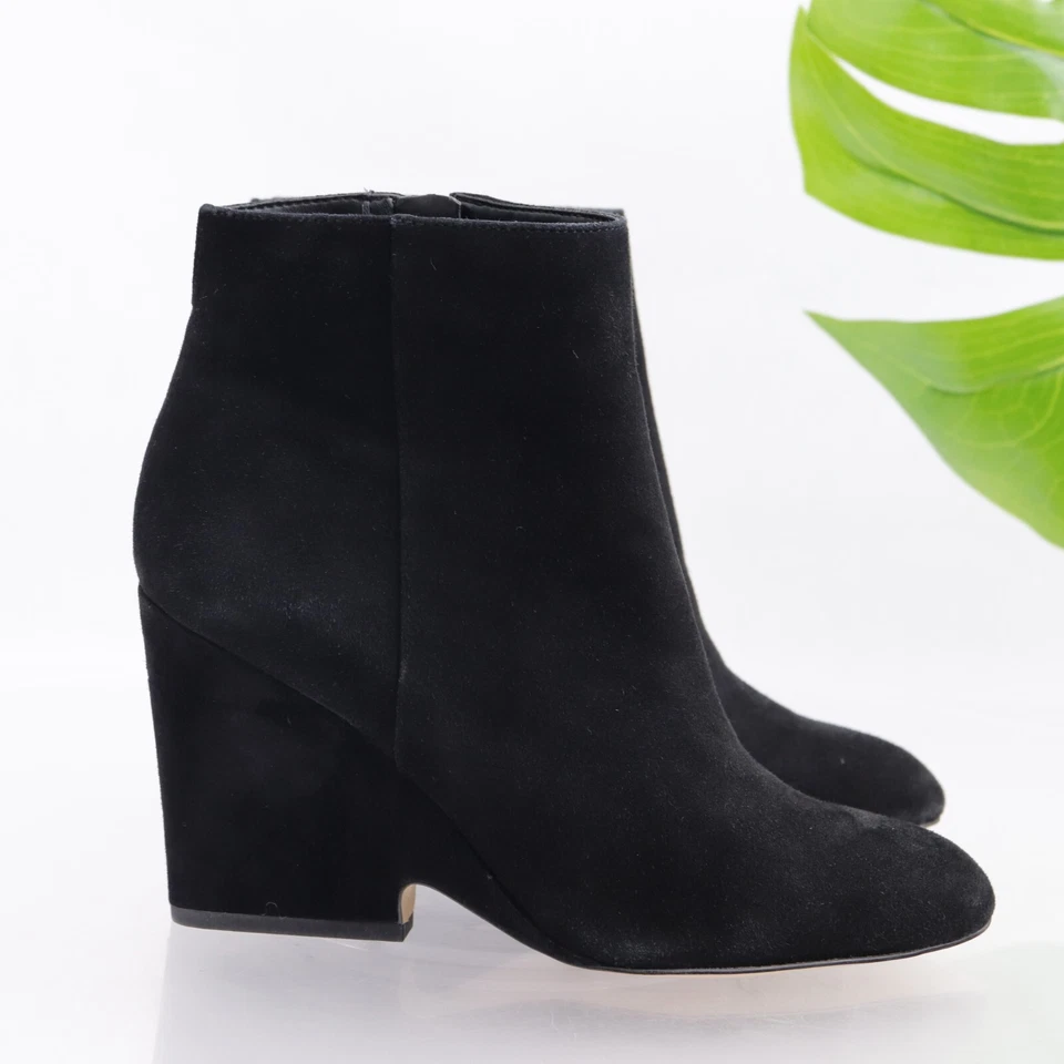 Bota Wilson Sam Edelman para mujer talla 6 tacón de cuña botín de gamuza negro punta almendra Foto 4 de 4