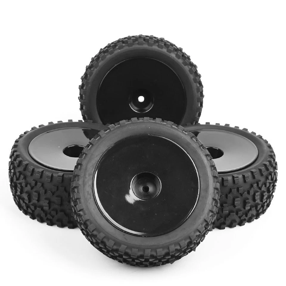 4Pcs 12mm Hex 1/10 RC Off-Road Buggy Car W/Foam Front & Rear Tires Wheel Rims - Image 4 of 4
