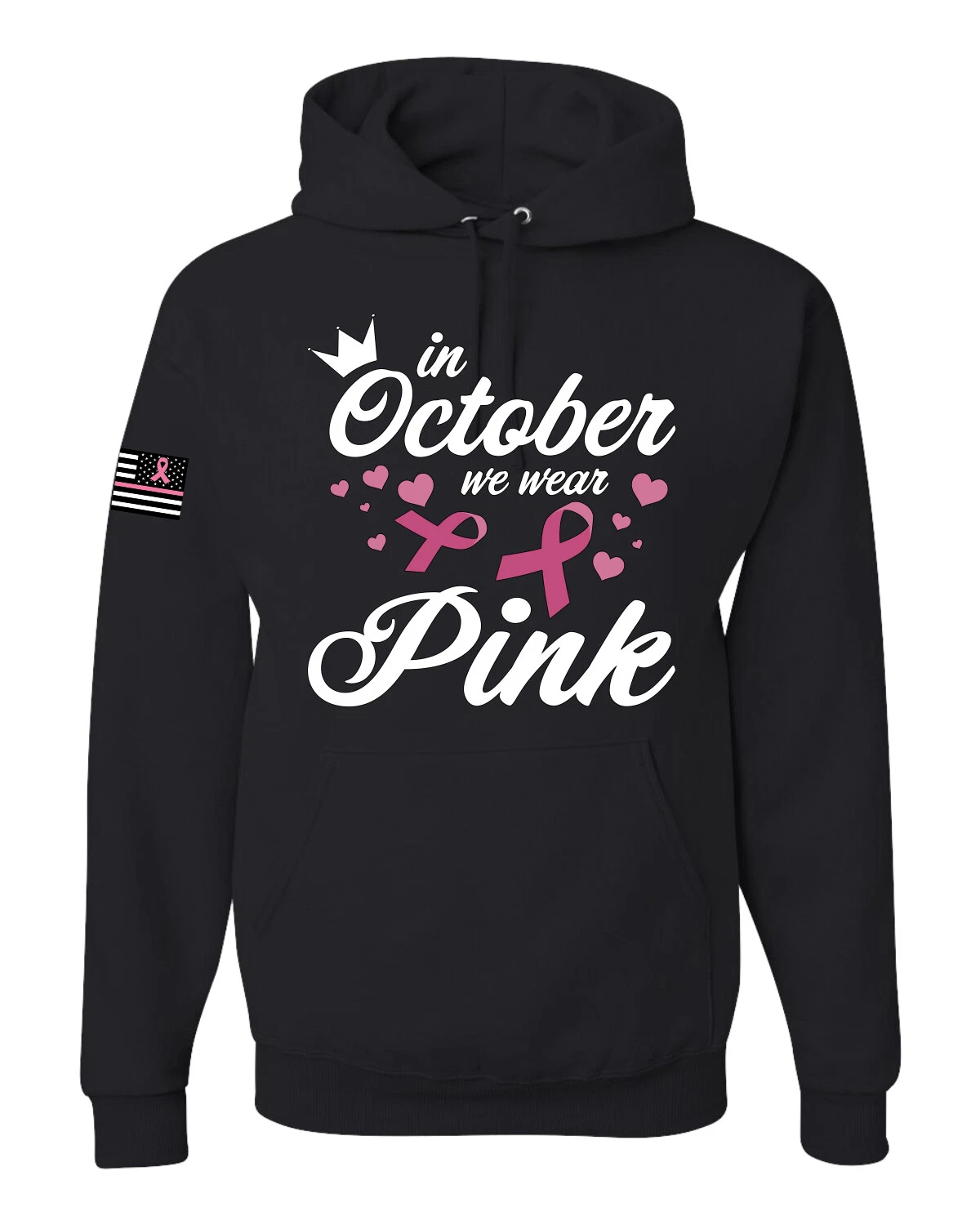 In October We Wear Pink Crown Unisex Graphic Hoodie Sweatshirt