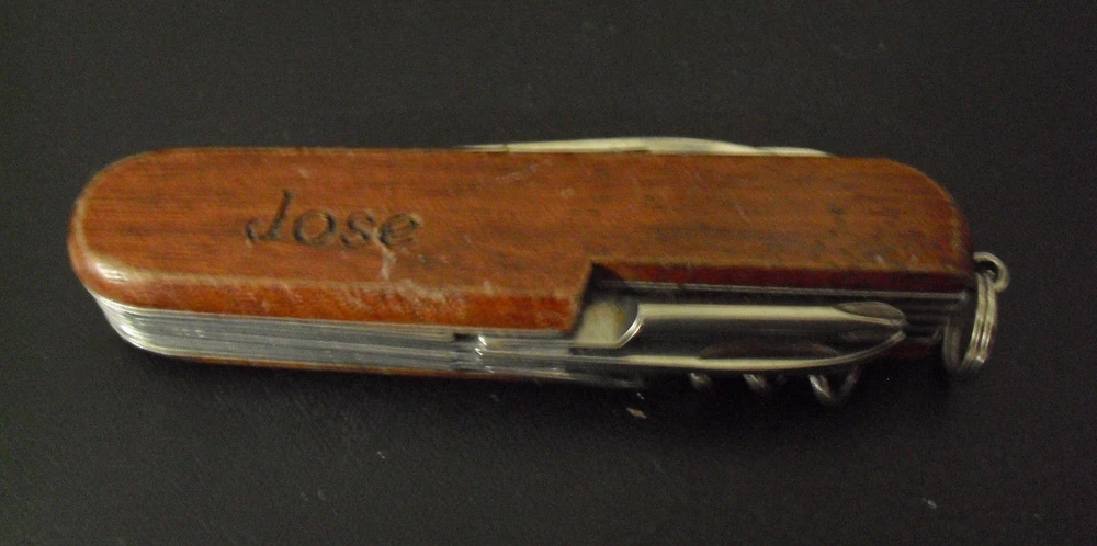 Multi Tool 3 1/2" Pocket Knife Engraved Jose and Gettysburg Wood Handle