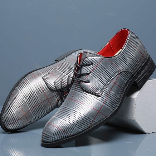 Men's Leather Shoes Business and Casual Lace-up Dress Shoes All-match Low Top Sh - 第 4/30 張圖片