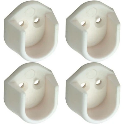 GAS N POW3R 4 x White Rail End Supports Brackets for Oval Wardrobe Rails Poles (4 = 2 Pairs)