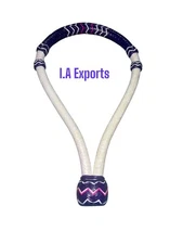 5/8" Western Rawhide Braided Bosal – Natural with White & Purple Accents Noseban