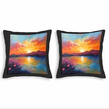 Set of 2 Square Throw Pillow Covers 18x18in - Vibrant Sunset Design 
