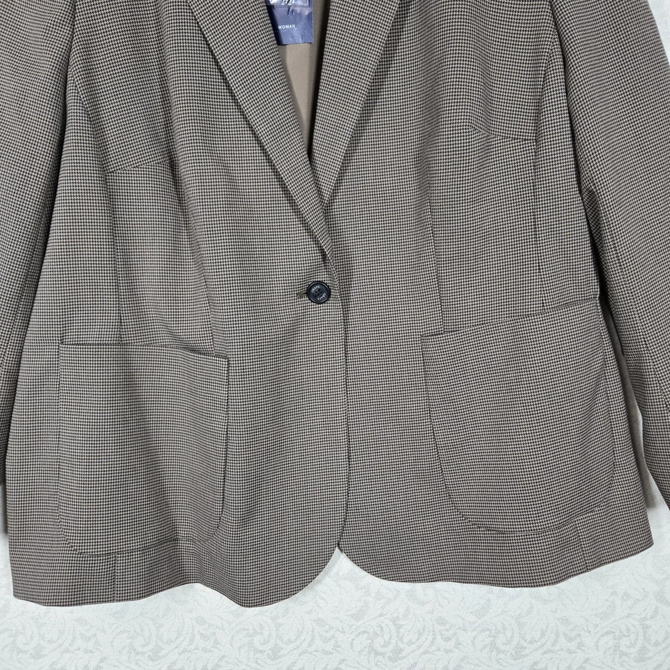Chaps Houndstooth Jacket Blazer Womens sz 18W Brown Black Career Dark Academia  - Image 3 of 4