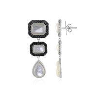 Cavill Ohrringe Damen Sterling Silber 925 Perlmutt Tropfen Spinell 40Mm