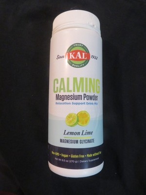 Kal Calming Magnesium Powder Relaxation Support Mix Lemon Lime 9.5 Oz 40 Serving