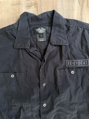 Harley-Davidson Black Short Sleeve Collared Shirt Men XL Snap Front Embroidered