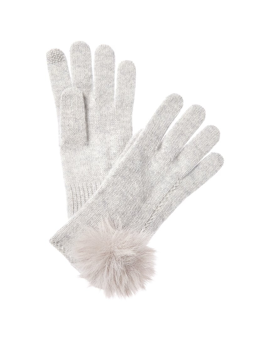 Hannah Rose Scallop Cashmere Gloves Women's Grey