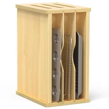 4 Tier Wooden Cabinet Tray Dividers, Kitchen Vertical Baking Sheet Organizer,...
