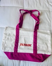 Dunkin Logo Tote Bag White/Pink Large Reusabl...