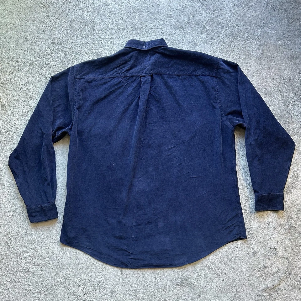 Camisa De Colección Nordstrom Para Hombre XL Pana Abotonada Azul Marino Años 90 Dadcore Hong-Kong Foto 2 de 4