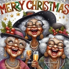 Christmas Old Ladies Diamond Art Kits for Adults-Full Drill Diamond Dots Paintin