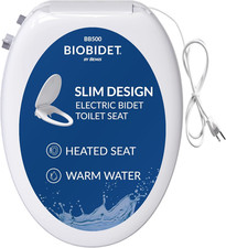 BB500 Low Profile Electric Bidet Toilet Seat, Warm Water, Slim Heated Seat with