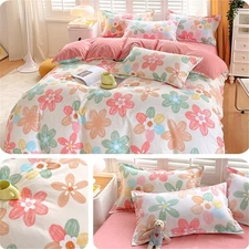 3PCS Spring Floral Duvet Cover Set Colorful Flower Bedding Set with 2Pillowcases